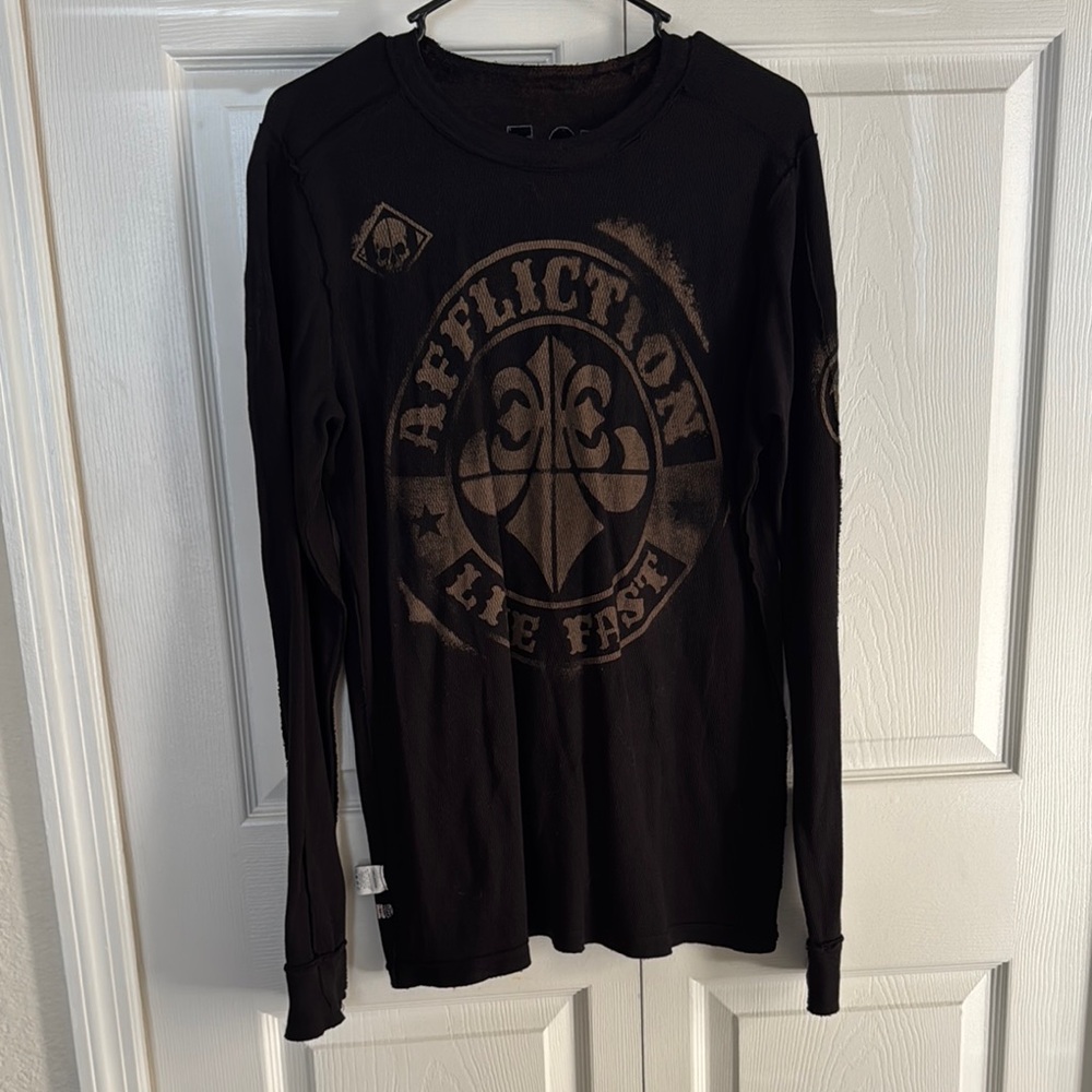 Affliction Black Long Sleeve Shirt Use also Inside out